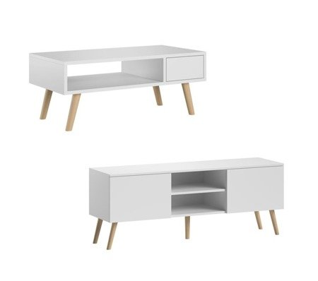 Trend Home Julia Table basse Banc de rangement avec tiroir Style scandinave Pieds en bois de ch/êne