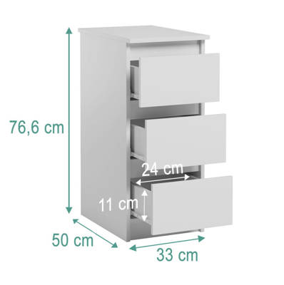Caisson de bureau 3 tiroirs Jaris module complémentaire Blanc Mat