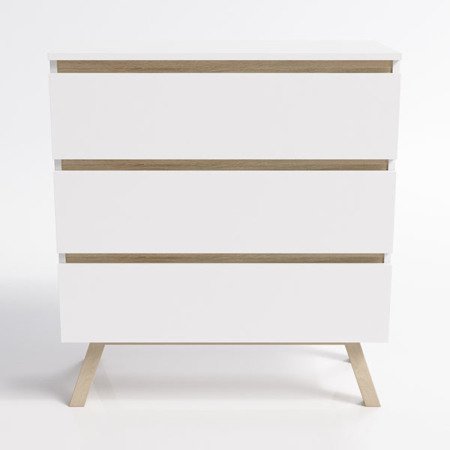 Commode 3 tiroirs Orkla blanc mat 43 x 80 x 90 cm