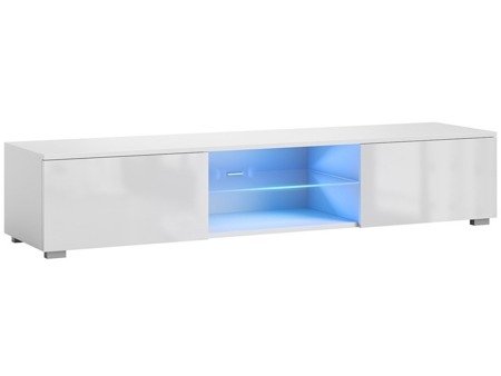 Meuble TV Bridgette blanc brillant 40 x 140 x 36 cm