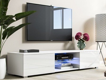 Meuble TV Bridgette blanc brillant 40 x 140 x 36 cm