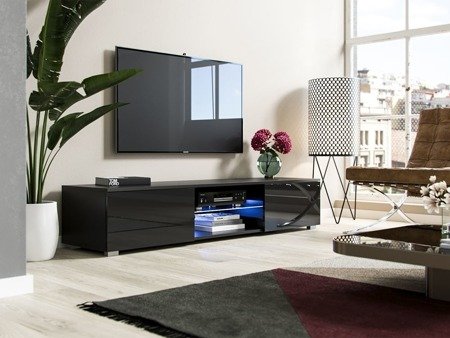 Meuble TV Bridgette noir brillant 40 x 140 x 36 cm