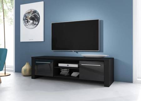 Meuble TV Brooklyn noir mat et noir brillant 140 x 40 x 42,2 cm
