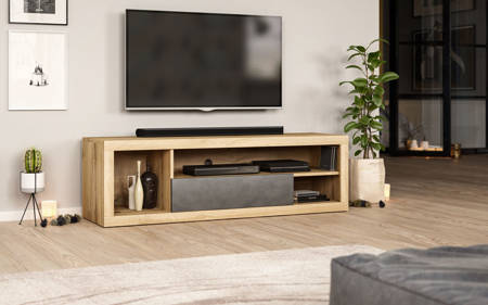 Meuble TV Forever chêne wotan et gris foncé 140 x 42,6 x 40 cm