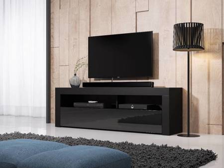 Meuble TV Hombre noir mat et noir brillant 160 x 50 x 33 cm