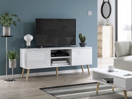 Meuble TV Roméo blanc brillant 140 cm