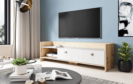 Meuble TV Sit chêne artisan et blanc 140 x 35 x 40 cm