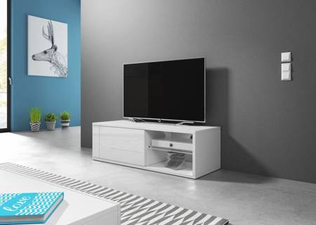 Meuble TV Top blanc mat et blanc brillant 100 x 35,8 x 30,5 cm