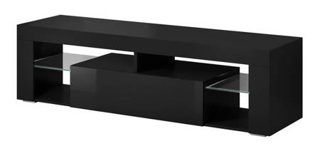 Meuble TV design Denali 160 noir mat et noir brillant 160 x 50 x 32 cm