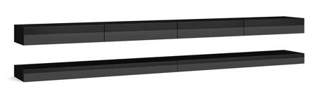 Meuble TV design Levitate double noir brillant et noir mat 280 x 35 cm