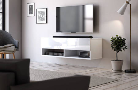 Meuble TV suspendu Gran 100 blanc mat et blanc brillant 100 x 31 x 32,8 cm