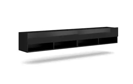 Meuble TV suspendu Gran 200 noir mat et noir brillant 200 x 31 x 32,8 cm