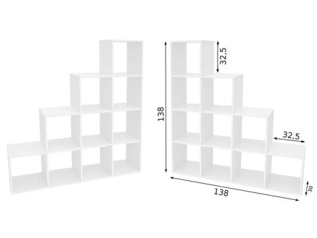Meuble bibliothèque Pythagore 10 compartiments blanc 138 x 138 x 30 cm
