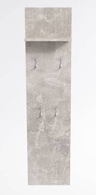 Porte-manteau mural Merlin gris 4 patères en métal argent et étagère 40 x 20 x 160 cm 