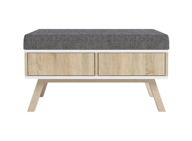 Pouf et repose-pieds Malmo II chêne sonoma et blanc mat 42 x 80 x 40 cm