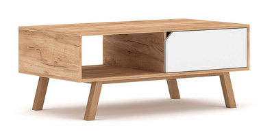 Table basse Kyoto chêne Craft Or et blanc mat 110 x 45 x 60 cm