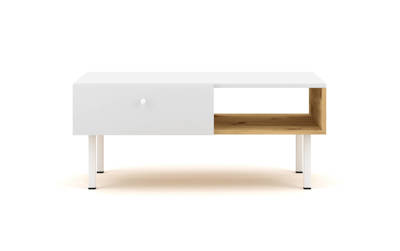 Table basse Sanarti blanc mat et chêne Artisan 38 x 90 x 51,6 cm
