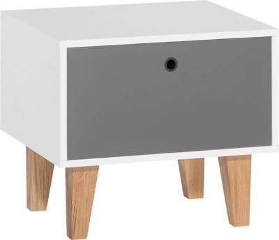 Table de chevet Concept blanc et gris  53,5 x 45 x 46,5 cm