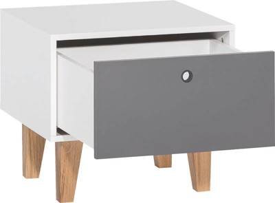 Table de chevet Concept blanc et gris  53,5 x 45 x 46,5 cm