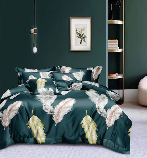 Trend Home Literie 140x200 Plumes Vert foncé 