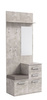 Vestiaire d’entrée avec pouf et miroir Merlin gris