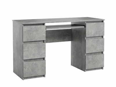 Bureau Jaris gris 130 cm 6 tiroirs