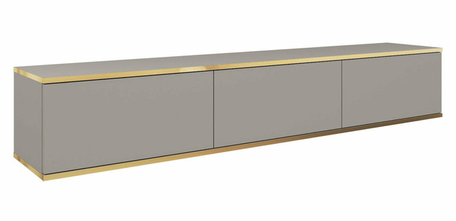 Meuble TV suspendu 175 cm SIMETO gris avec façade lisse