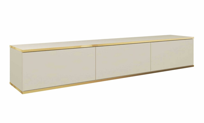 Meuble TV suspendu 175 cm SIMETO beige avec façade lisse