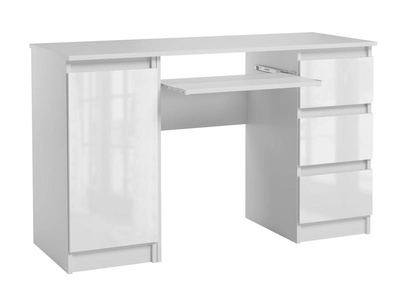 Bureau informatique avec rangement blanc brillant JARIS