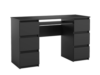 Bureau Jaris noir 130 cm 6 tiroirs