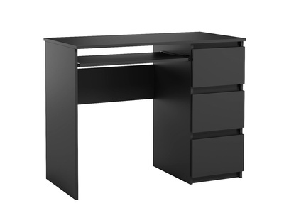 Bureau informatique avec 3 tiroirs Heini noir mat 76 x 90 x 50 cm 