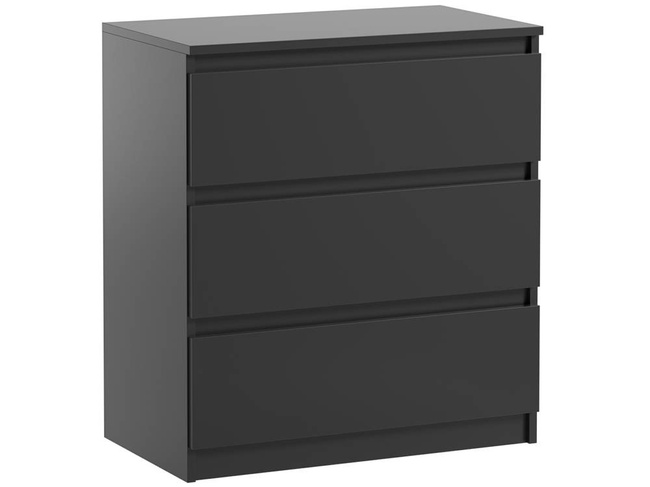 Commode 3 tiroirs Pari 3 noir mat 70 x 40 x 76 cm