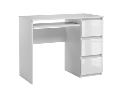 Bureau informatique avec 3 tiroirs Heini blanc brillant 76 x 90 x 50 cm 